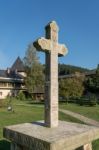 Sucevita, Moldovia/romania - September 18 : Stone Cross In Groun Stock Photo