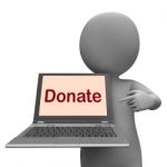 Donate Laptop Shows Contribute Donations And Fundraising Stock Photo
