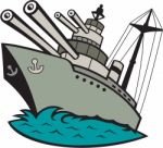 World War Two Battleship Cartoon Stock Photo