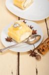 Cream Roll Cake Dessert And Spices Stock Photo