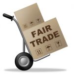 Fair Trade Indicates Shipping Box And Product Stock Photo