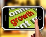 Growth In Word Cloud Phone Means Get Better Bigger And Developed Stock Photo