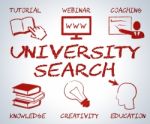 University Search Means Educational Establishment And College Stock Photo