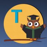 Alphabet T And Graduates Owl Stock Photo