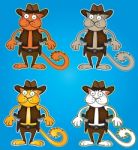 Cartoon Cowboy Cat With Gun  Illustration Stock Photo