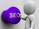 Seo Button Shows Internet Marketing In Search Results Stock Photo