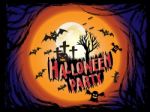 Halloween Party Holiday Concept With Scary Wood Root Frame Stock Photo
