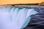 Dusk At Canadian Horseshoe Falls - Niagara Falls, Canada Stock Photo