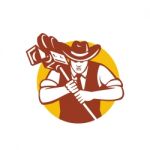 Cowboy Camera Operator Mascot Stock Photo