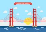 Flat Style Golden Gate Bridge Stock Photo