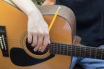 Relaxing Time With Classical Acoustic Guitar Stock Photo