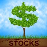Stocks Tree Indicates Return On Investment And Banking Stock Photo