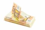 Stack Of Euro Notes On White Background Stock Photo
