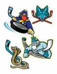 Ice Hockey Sports Mascot Collection Stock Photo