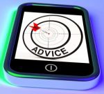 Advice Smartphone Shows Web Tips And Recommendations Stock Photo
