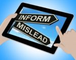 Inform Mislead Tablet Means Let Know Or Misguide Stock Photo