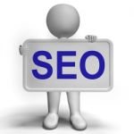 Seo Sign Shows Internet Optimization And Promotion Stock Photo