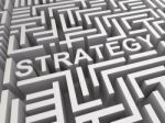 Strategy Word In Maze Shows Game Plan Stock Photo