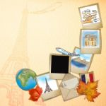 Landmarks Of France In Photo Frames Stock Photo