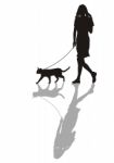 Woman With A Cat On A Leash Stock Photo