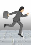 Business Man Running With Briefcase Stock Photo