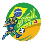 Brasil 2014 Football Player Kicking Retro Stock Photo