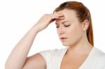 Woman Having Severe Headache Stock Photo