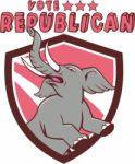 Vote Republican Elephant Mascot Shield Cartoon Stock Photo