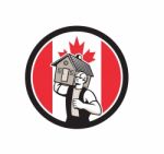 Canadian House Removal Canada Flag Icon Stock Photo