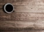 Cup Of Coffee On Wooden Table Stock Photo