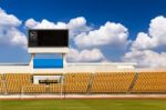 Stadium Football With Scoreboard Stock Photo
