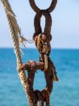 Cabo Pino, Andalucia/spain - May 6 : Rusty Chain And Frayed Rope Stock Photo
