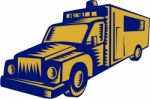 Ambulance Emergency Vehicle Truck Woodcut Stock Photo