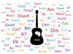 Guitar With Chords Around Stock Photo