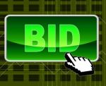 Bid Button Represents World Wide Web And Auction Stock Photo