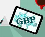 Gbp Currency Shows Great British Pound And Banknotes Stock Photo