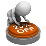 Twenty-five Percent Off Button Means 25 Reduced Price Stock Photo