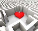 Finding Love Shows Heart In Maze Stock Photo