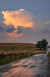 Sky At Dusk In The Yorkshire Dales National Park Near Malham Stock Photo