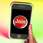 Join Button On Mobile Screen Stock Photo