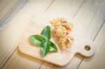 Fried Chicken In Batter  On A Wooden Background Stock Photo
