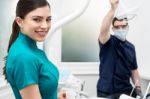 Dental Assistants In Dental Clinic Stock Photo