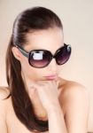 Pretty Woman With Big Sun Glasses Stock Photo