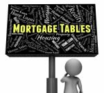 Mortgage Tables Represents Home Loan And Board 3d Rendering Stock Photo