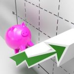 Climbing Piggy Shows Growth, Investment And Earnings Stock Photo