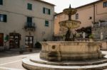 Fountain In The Square At Castiglione D"orcia Stock Photo