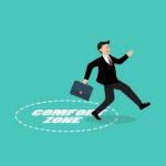 Businessman Exit From Comfort Zone Stock Photo