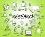Research Icons Indicates Gathering Data And Analyse Stock Photo