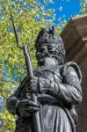Statue 42nd Royal Highlander On The Duke Of Wellington Monument Stock Photo