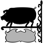 Black Pig Sign Stock Photo